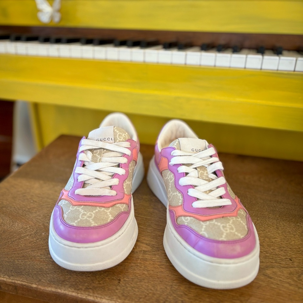 Gucci Pink & Lilac Platform Low-Top Sneaker - Picture 6 of 14